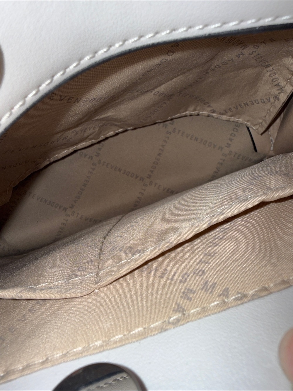 Steve Madden White Logo Satchel with Detachable Pouch - Picture 7 of 8